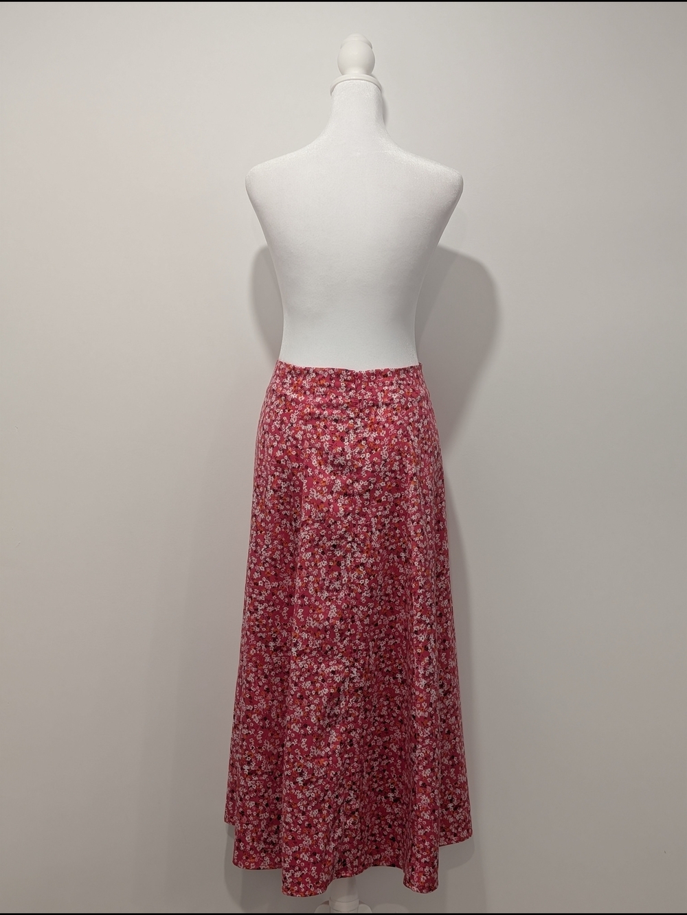 Dynamite Satin Floral Midi Skirt with Side Slit - Bright Pink - Picture 5 of 10